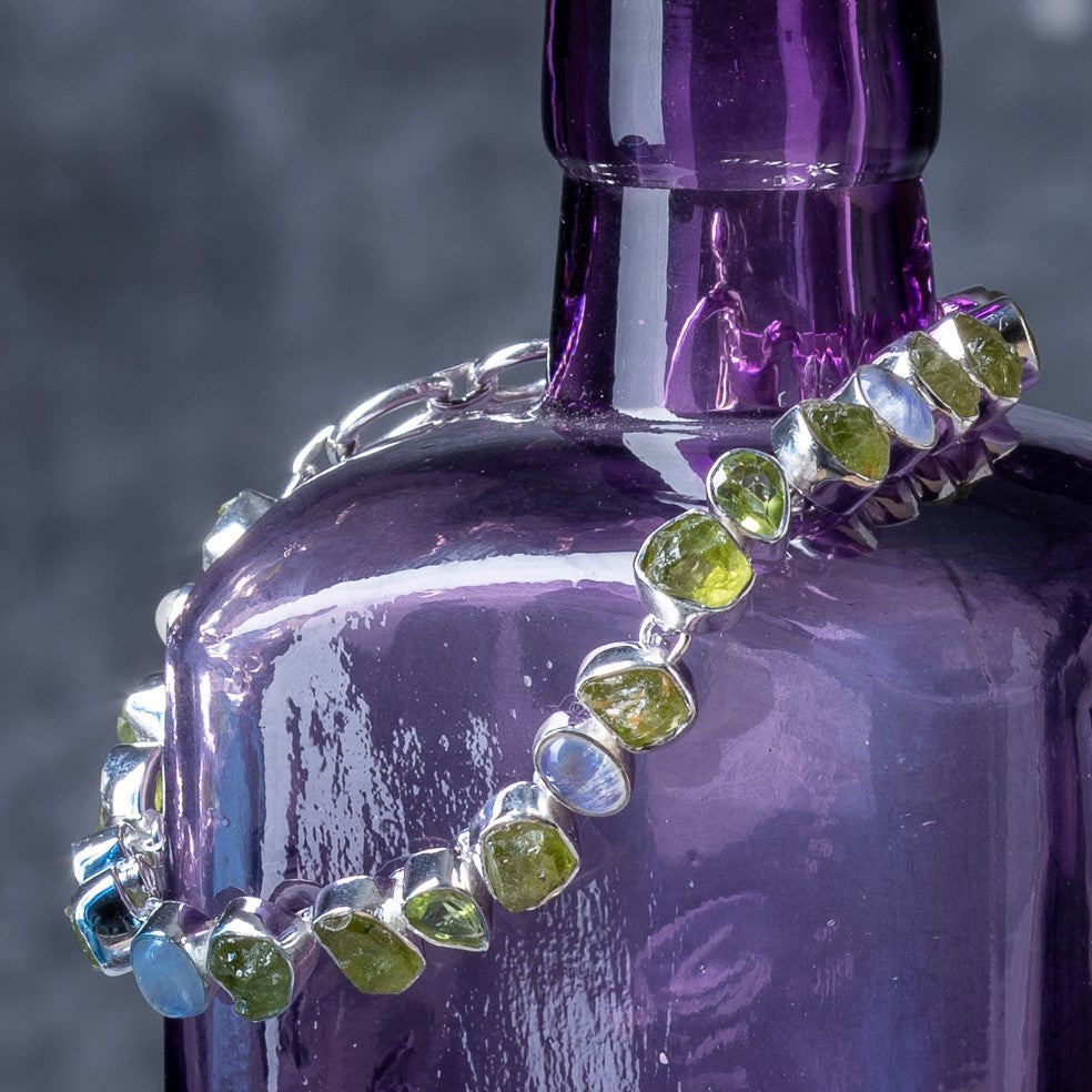 Bright Green Raw + Cut Link Bracelets Spiral Jewelry & Artisery