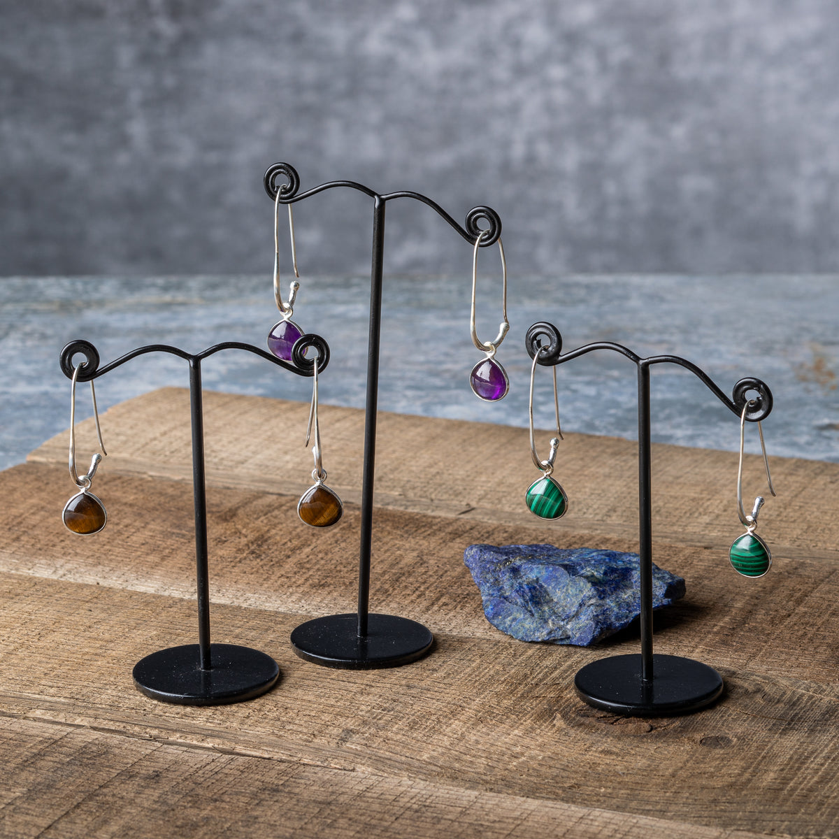 Looped Stone Teardrop Earrings Spiral Jewelry & Artisery