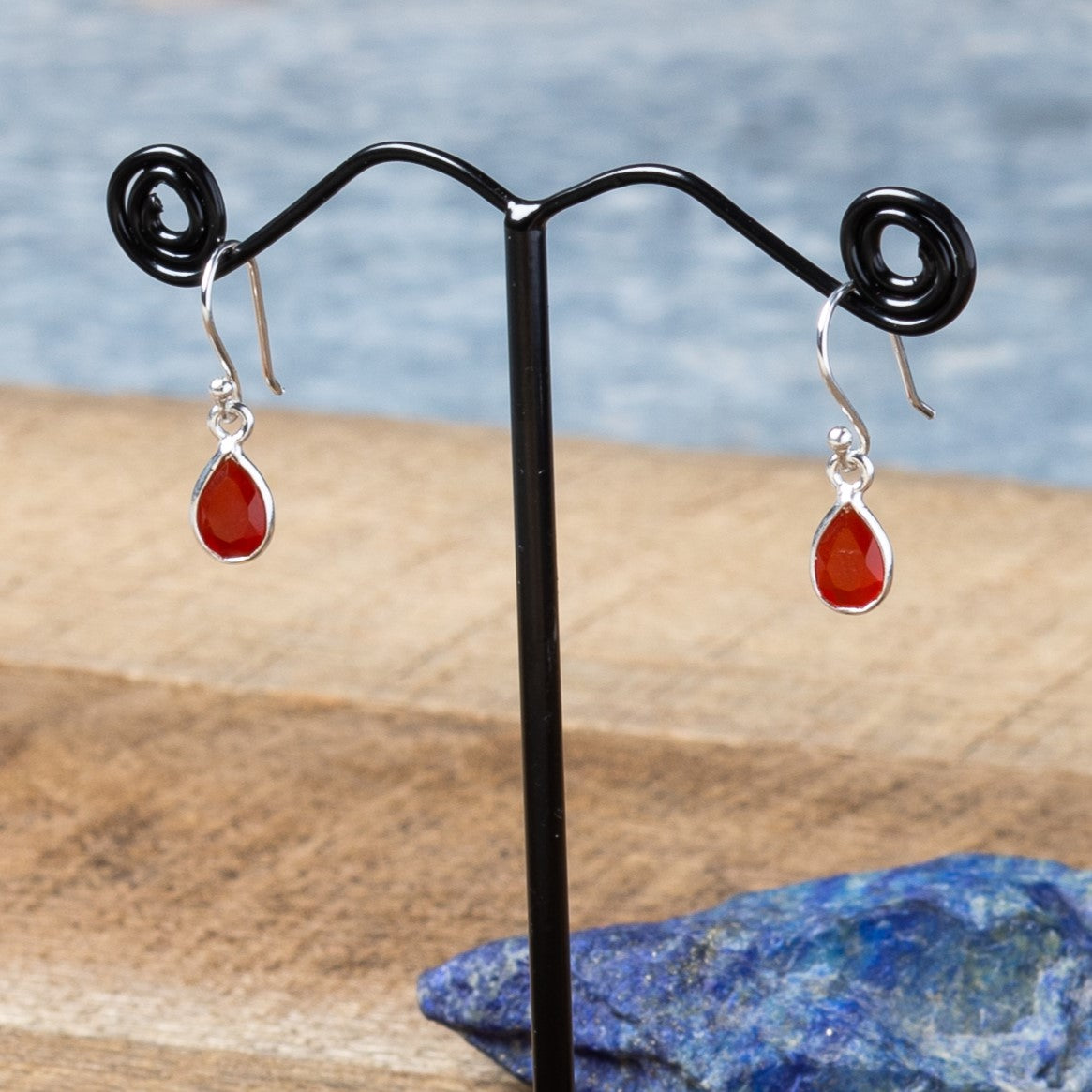 Dainty Stone Teardrops Spiral Jewelry & Artisery