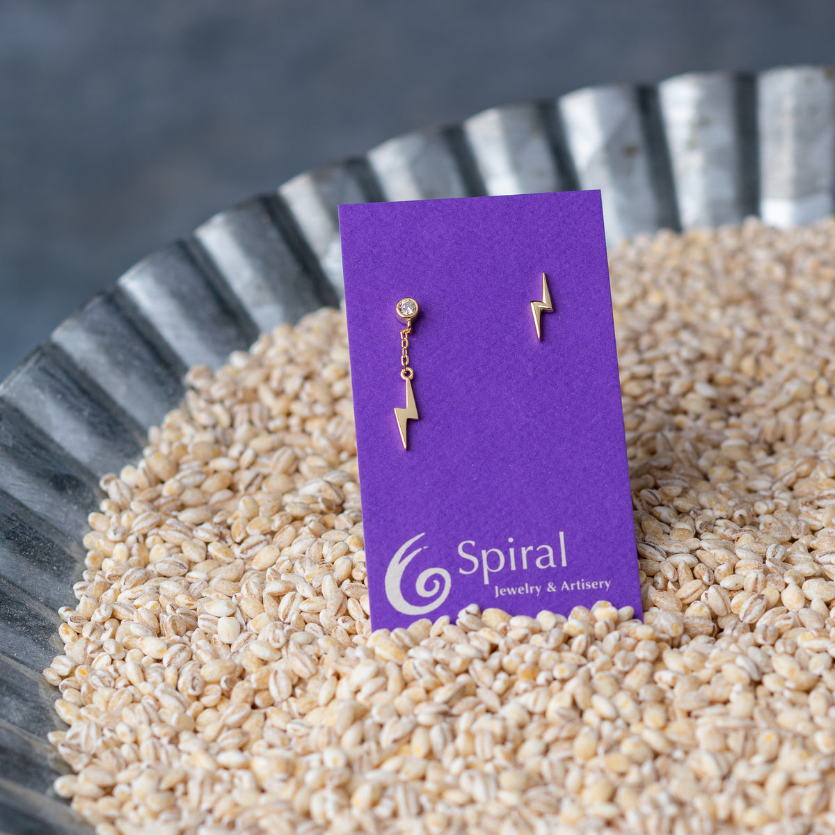 Mismatched Lightening Sparkle Studs Spiral Jewelry & Artisery