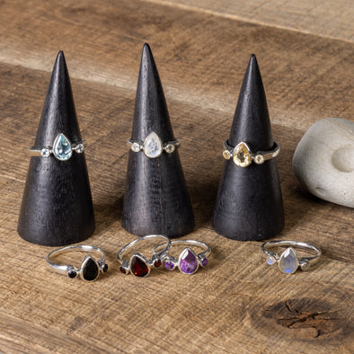 3-Stone Sparkle-Cut Semi-Precious Stone Ring