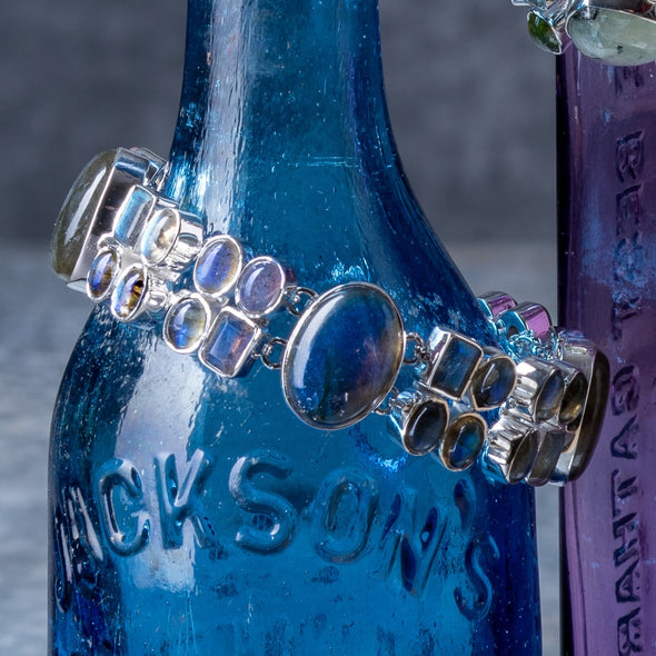 Blue-Green Multi-Stone Statement Bracelets