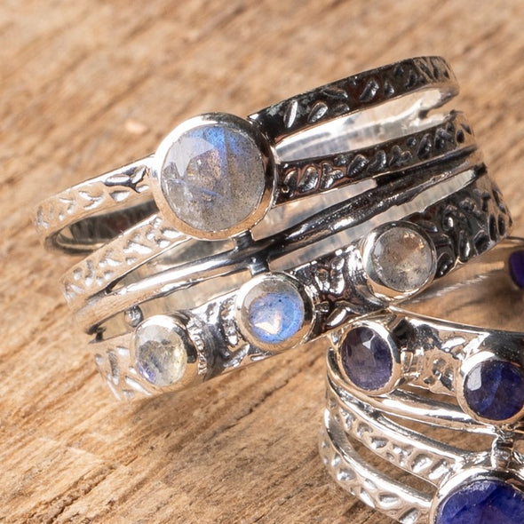 Textured Multi-banded Stone Ring