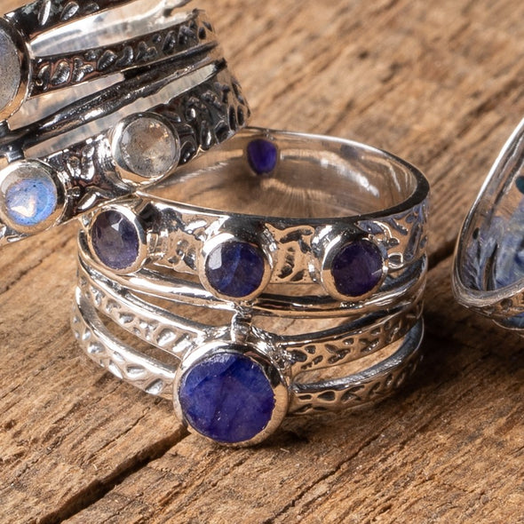 Textured Multi-banded Stone Ring