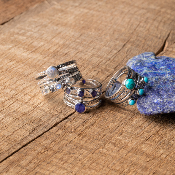 Textured Multi-banded Stone Ring