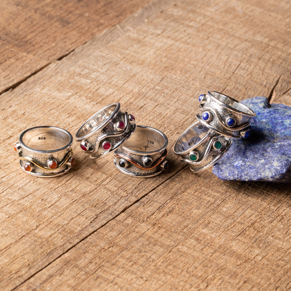 4-Stone Wave Ring