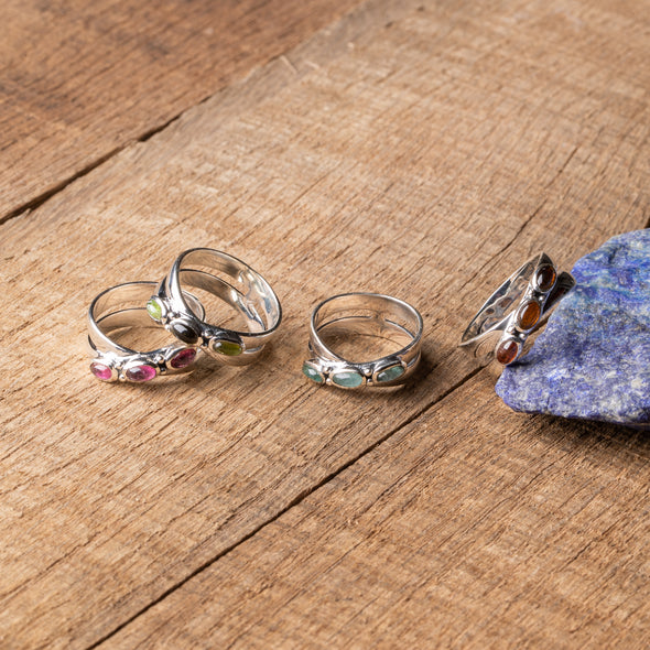 3-Stone Tourmaline Crossover Ring