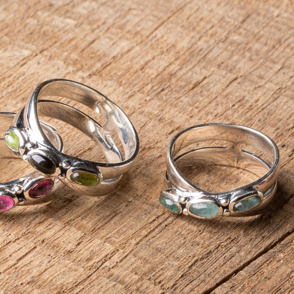 3-Stone Tourmaline Crossover Ring