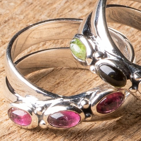 3-Stone Tourmaline Crossover Ring