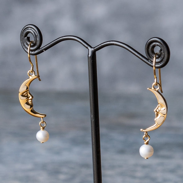 Man In The Moon Drop Earrings