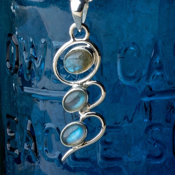 3-Stone Swirly Drop Necklace