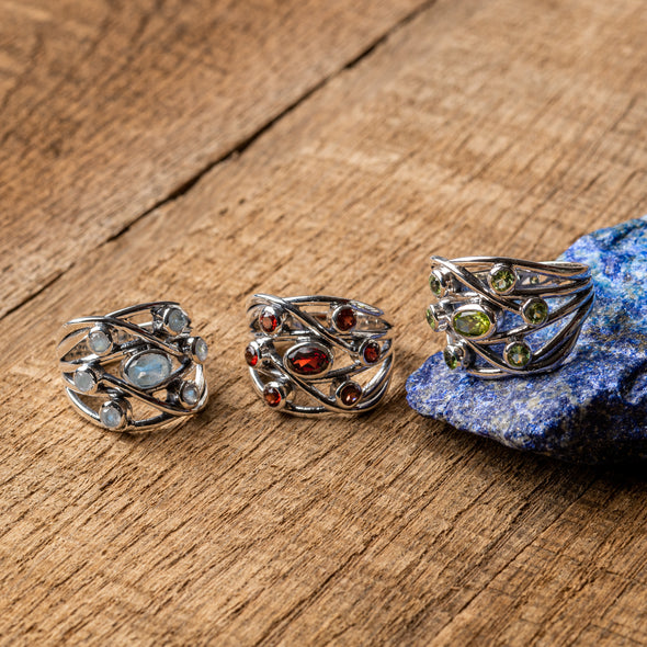 Woven Multi-Stone Ring