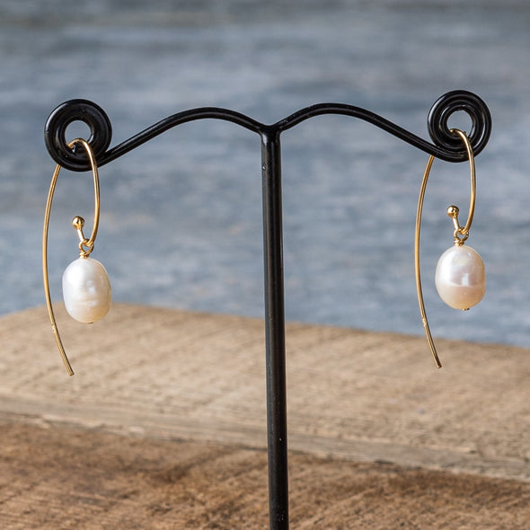 Long Drop Pearl Earrings