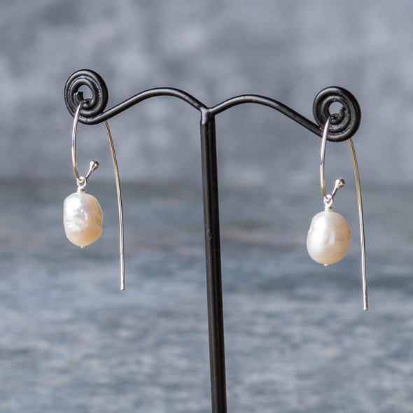 Long Drop Pearl Earrings