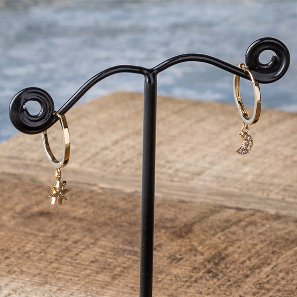 Star + Moon Sparkle Hoops