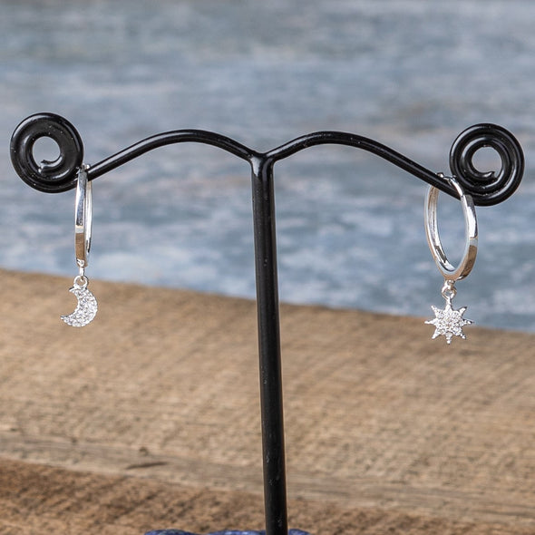 Star + Moon Sparkle Hoops