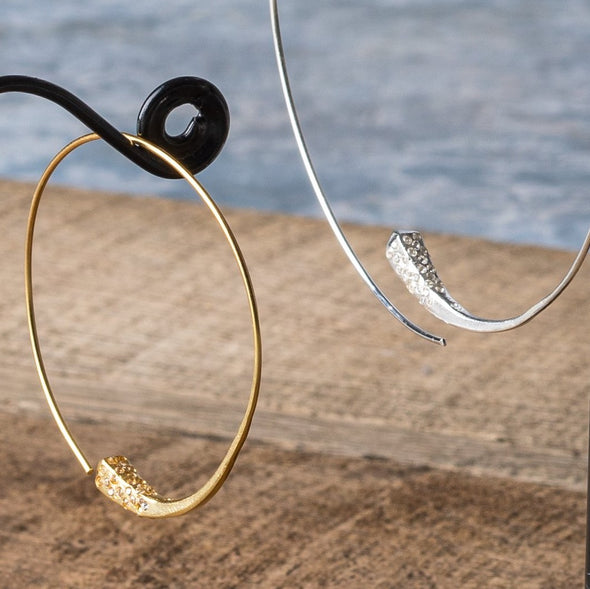 Jewel Encrusted Squared End Hoops