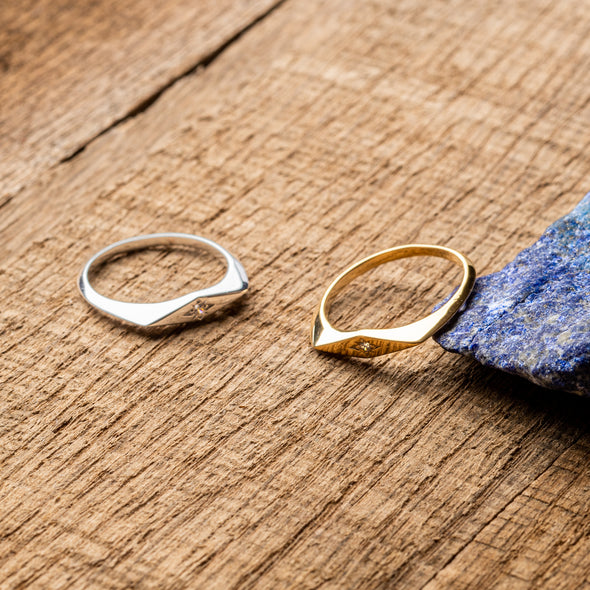 Narrow Diamond-Cut Sparkle Rings