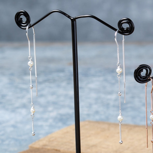 Double Pearl Drop Delicate Threaders