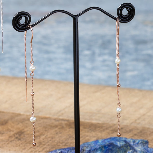 Double Pearl Drop Delicate Threaders