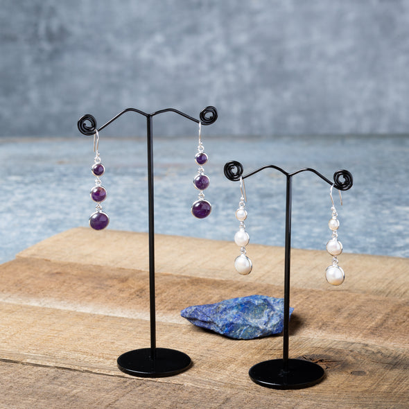 Graded 3-Stone Drop Earrings