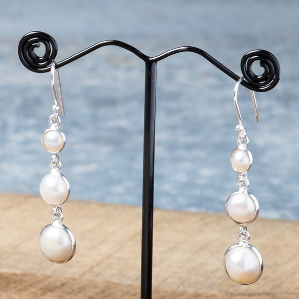 Graded 3-Stone Drop Earrings