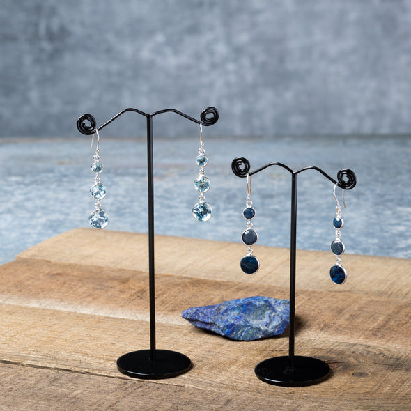 Faceted 3-Stone Drop Earrings
