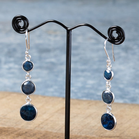 Faceted 3-Stone Drop Earrings