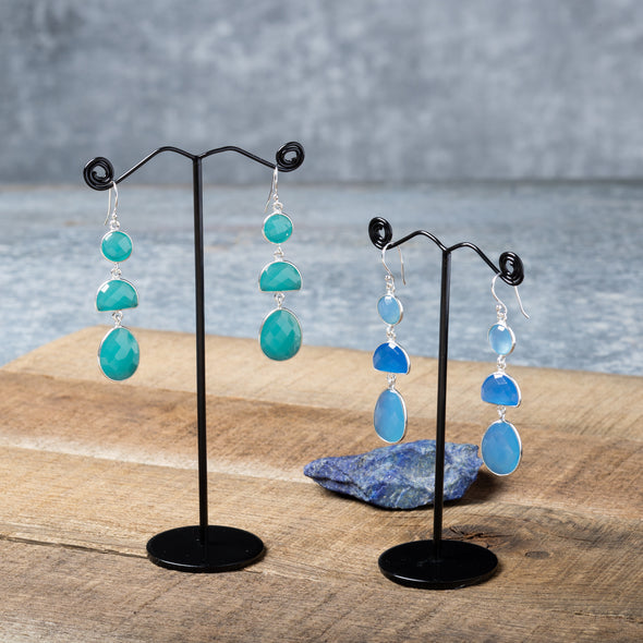 Large 3-Stone Sparkle-Cut Earrings