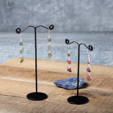3-Stone Raw Tourmaline Earrings