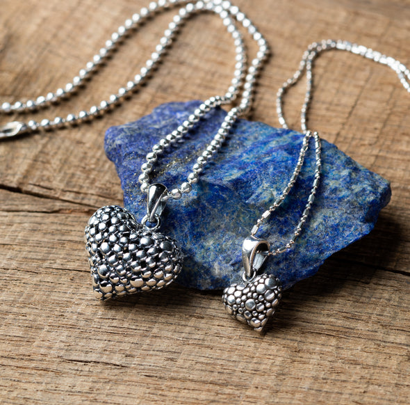 Sterling Bubble Heart Necklace