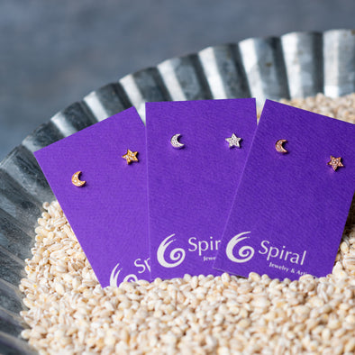 Sparkle Star + Moon Studs
