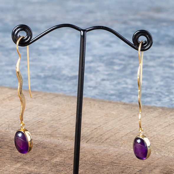 Elegant Ripple Stone Drop Earrings