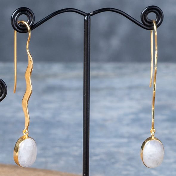 Elegant Ripple Stone Drop Earrings