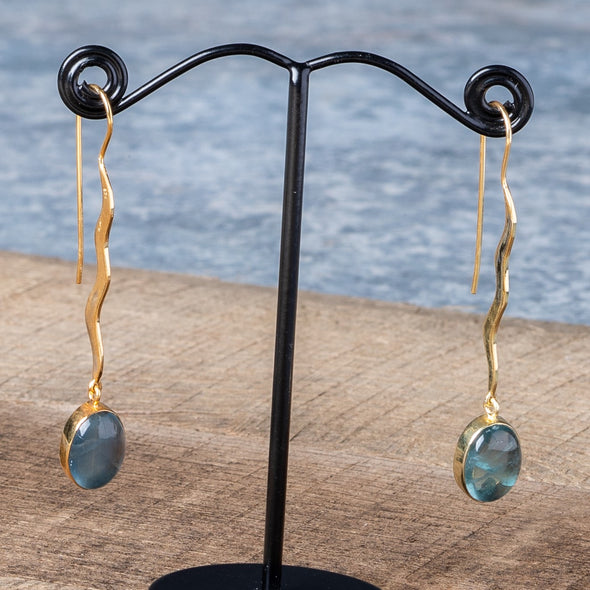 Elegant Ripple Stone Drop Earrings
