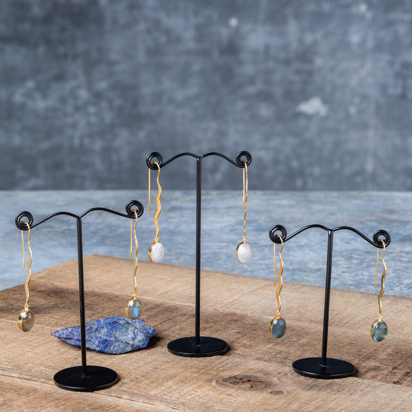 Elegant Ripple Stone Drop Earrings