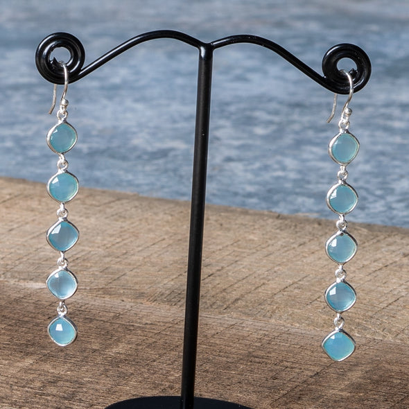Delicate 5-Stone Drop Earrings