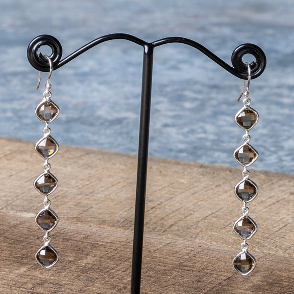 Delicate 5-Stone Drop Earrings