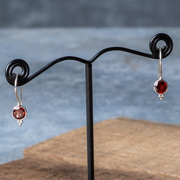 Delicate Round Stone Drop Earrings