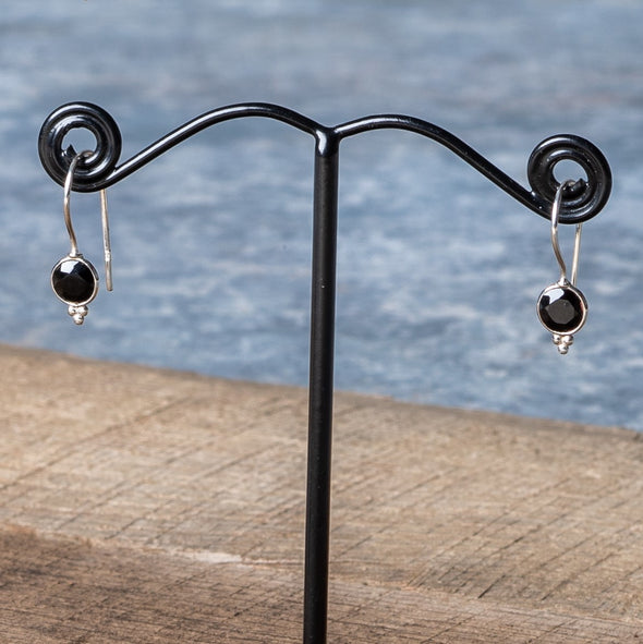 Delicate Round Stone Drop Earrings