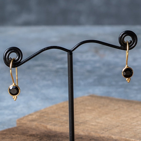 Delicate Round Stone Drop Earrings