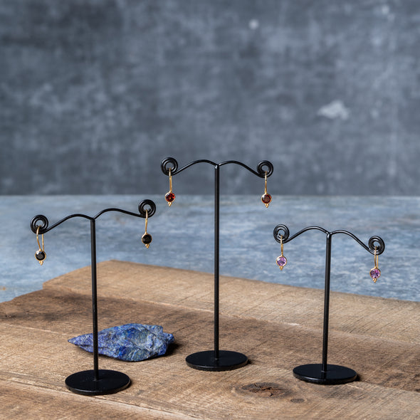 Delicate Round Stone Drop Earrings