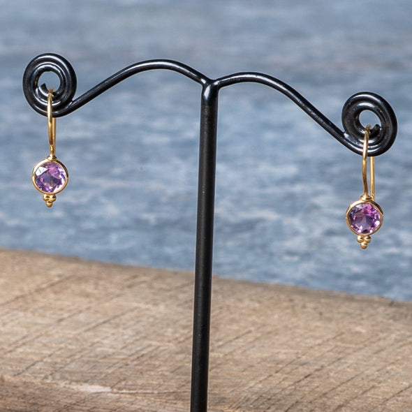 Delicate Round Stone Drop Earrings