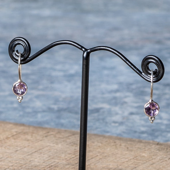 Delicate Round Stone Drop Earrings