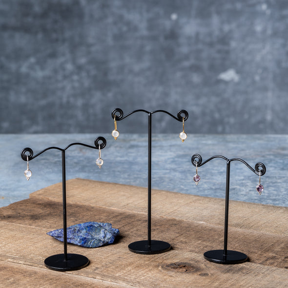 Delicate Round Stone Drop Earrings