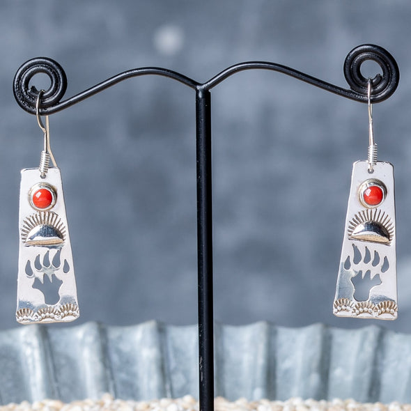 Navajo Design Fossil Coral Earrings