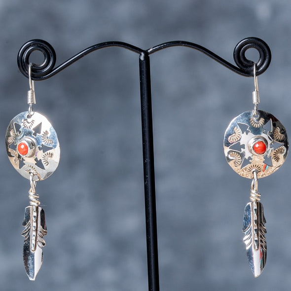 Shield + Feather Navajo Earrings