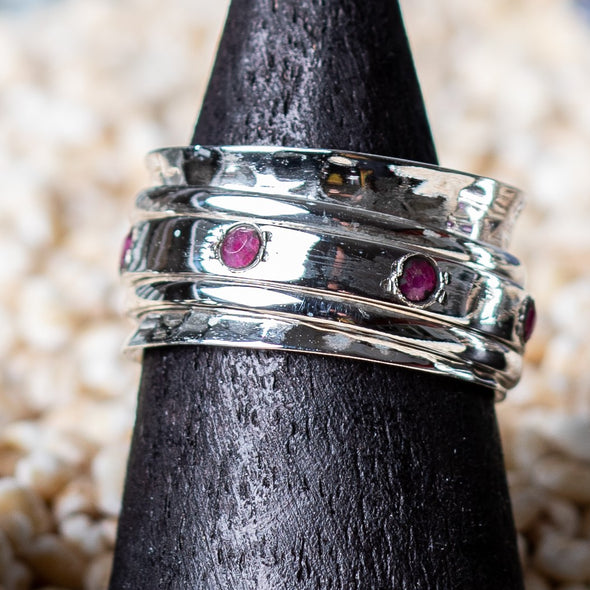 Banded Inset Stone Spinner Rings