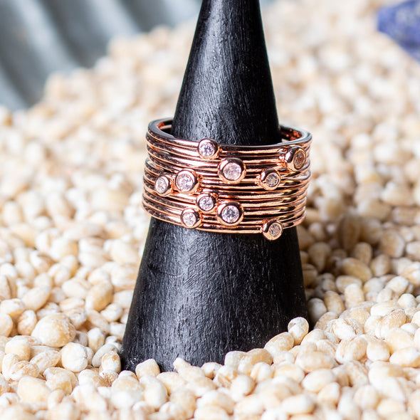Multi-Banded Gold Vermeil Sparkle Rings