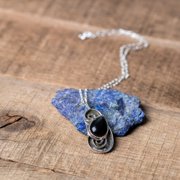 Onyx Spiral Navajo Artisan Necklace
